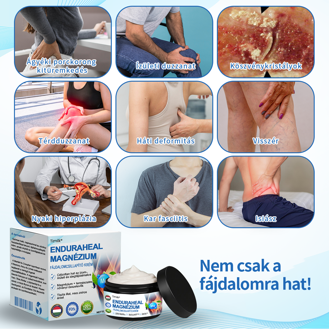 Timilk® EnduraHeal magnéziumos fájdalomcsillapító krém (ízületi gyulladás, neuropátia, reuma, sportsérülések stb. kezelésére)🔥