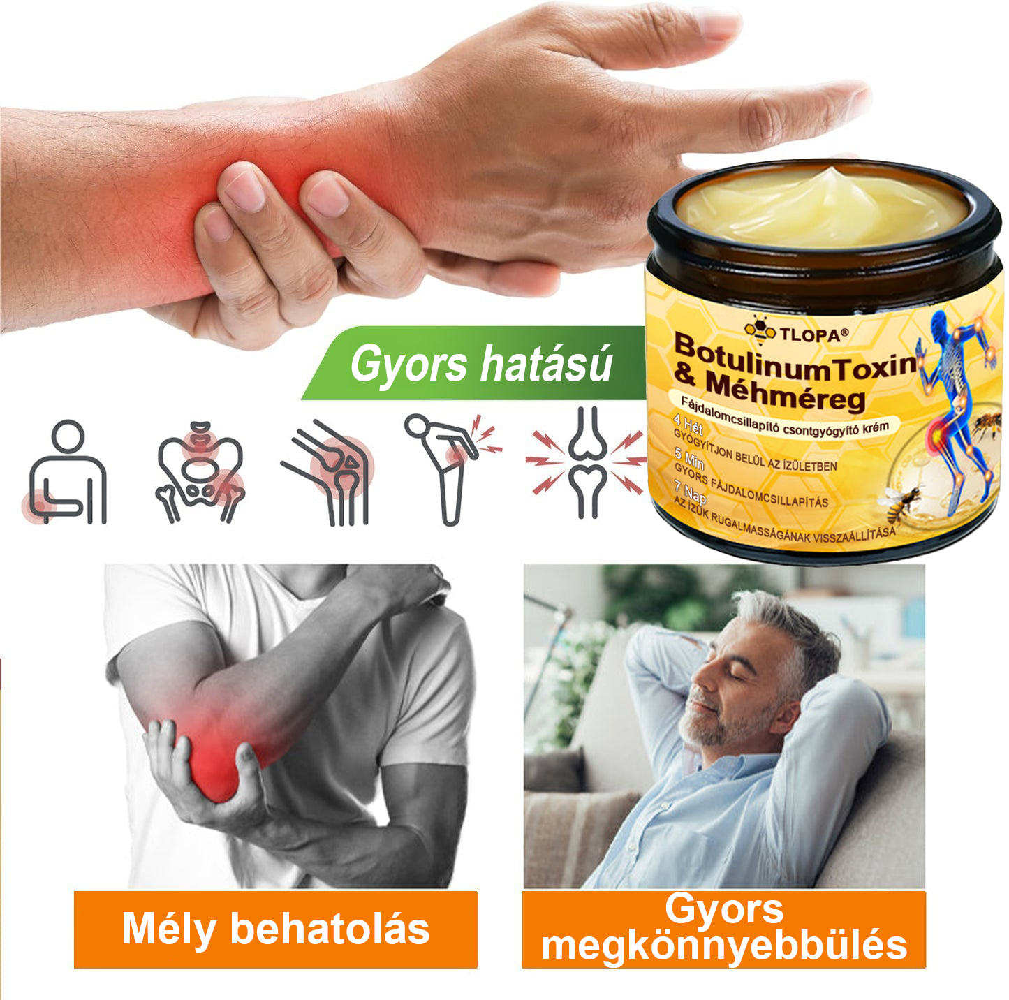 🦴TLOPA® Botulinum Toxin és Méhméreg Fájdalomcsillapító Csontgyógyító Krém🐝 🔥(Kifejezetten időseknek & ortopéd szakorvosok ajánlásával)🦴🦴🦴🦴🦴