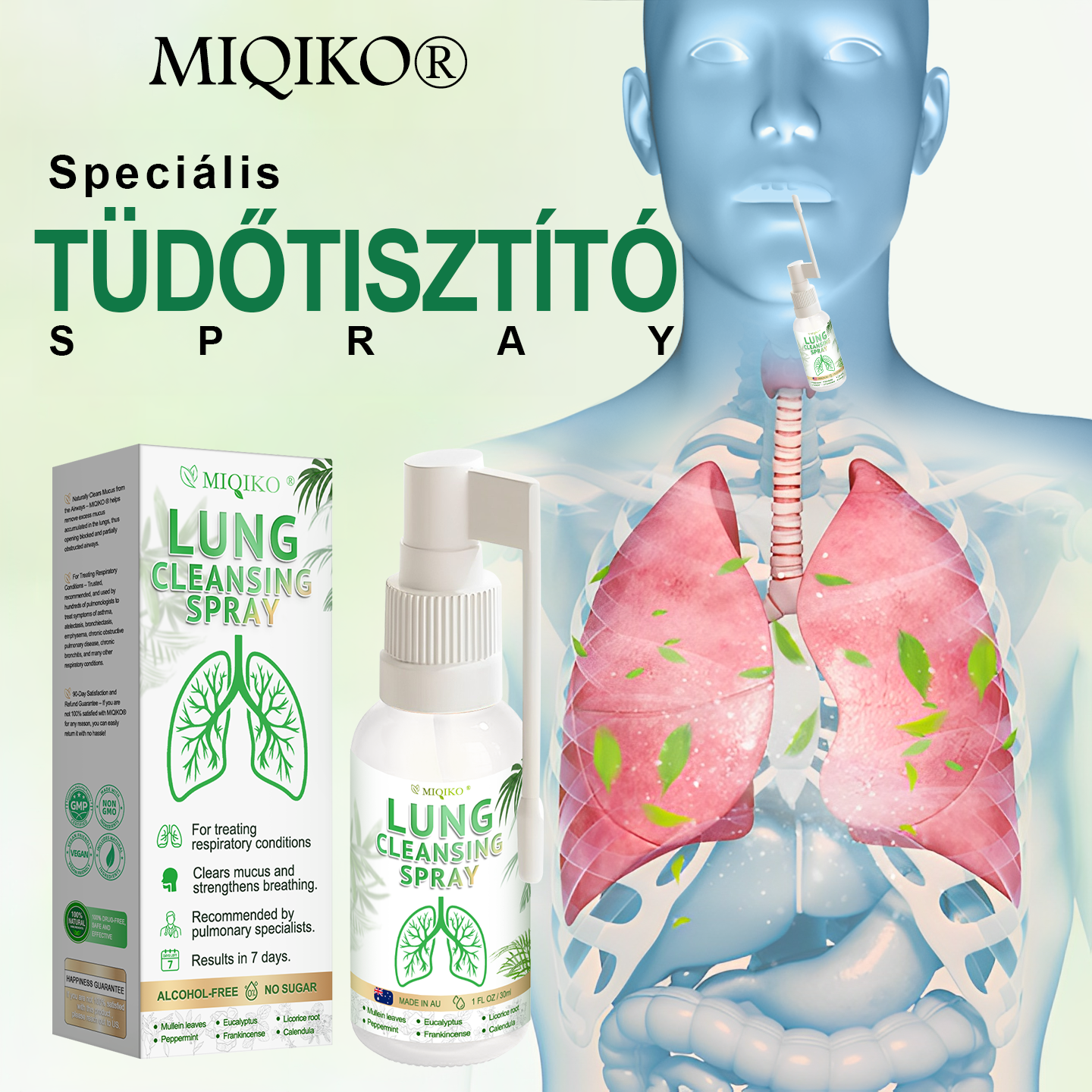 ☘️[Hivatalos márkaüzlet] 👨‍⚕️𝐌𝐈𝐐𝐈𝐊𝐎® Fejlett tüdőtisztító spray (☘️Tüdőspecialisták ajánlásával)☘️☘️