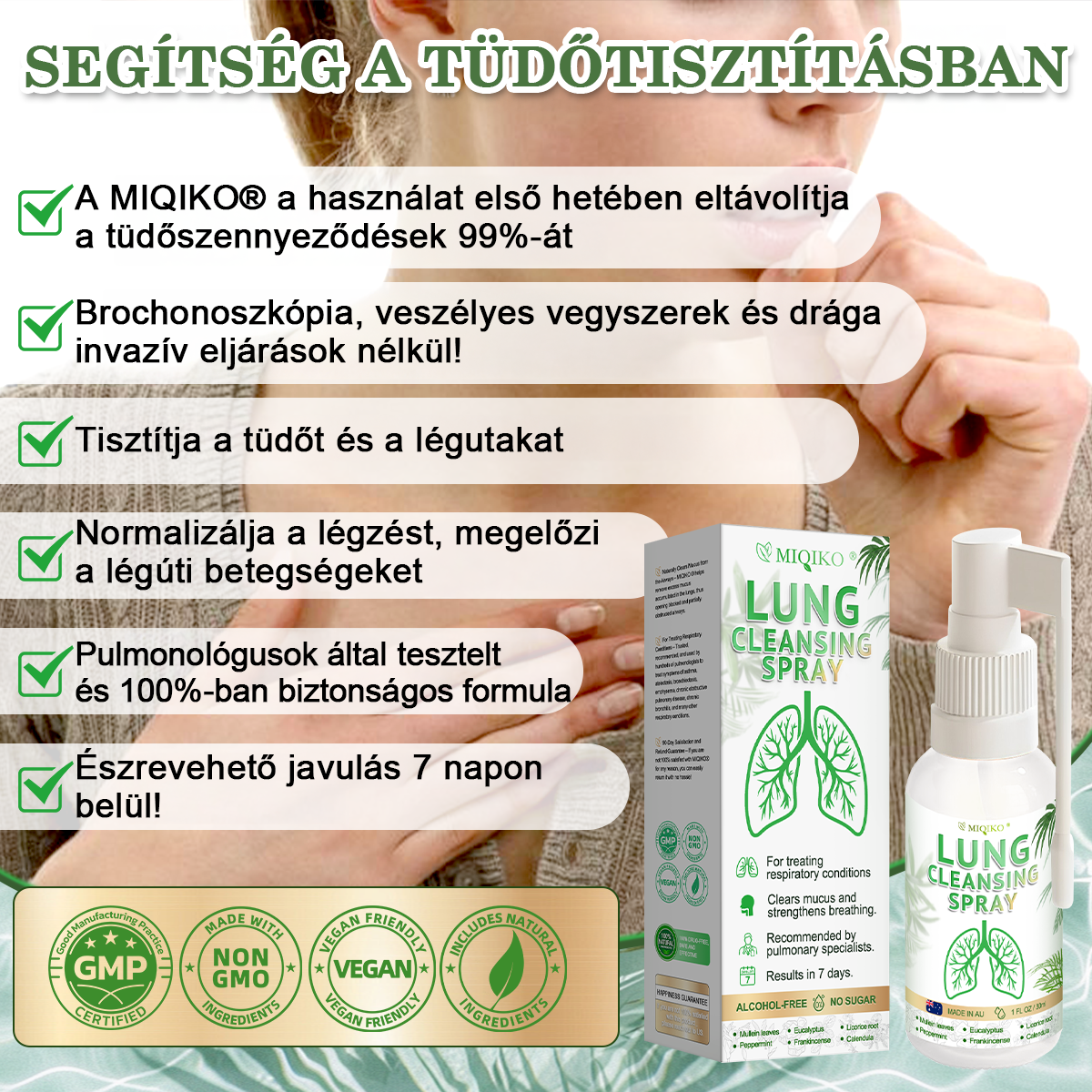☘️[Hivatalos márkaüzlet] 👨‍⚕️𝐌𝐈𝐐𝐈𝐊𝐎® Fejlett tüdőtisztító spray (☘️Tüdőspecialisták ajánlásával)☘️☘️